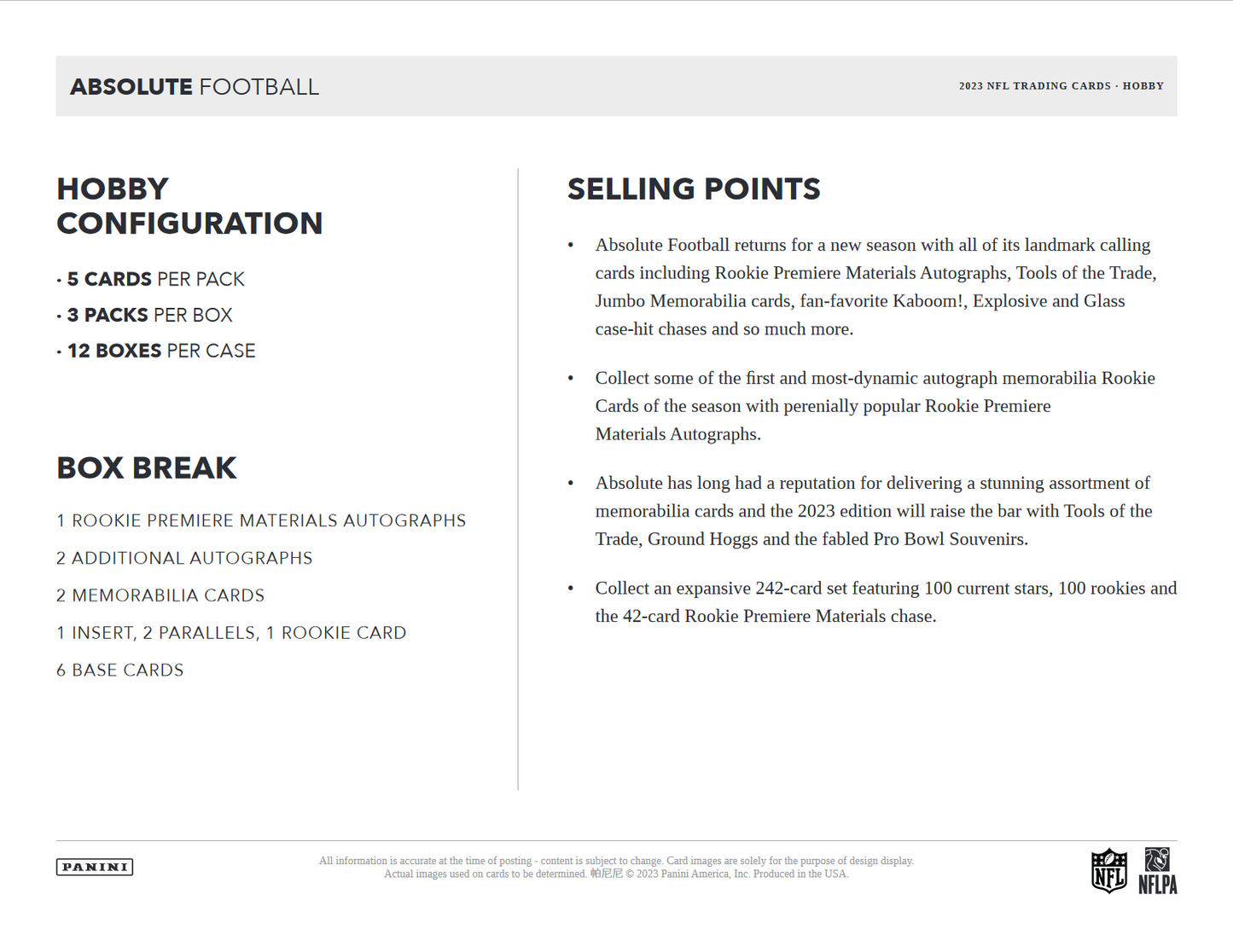 2023 Panini Absolute Football Hobby Box