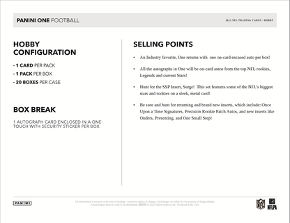 2022 Panini One Football Hobby Box