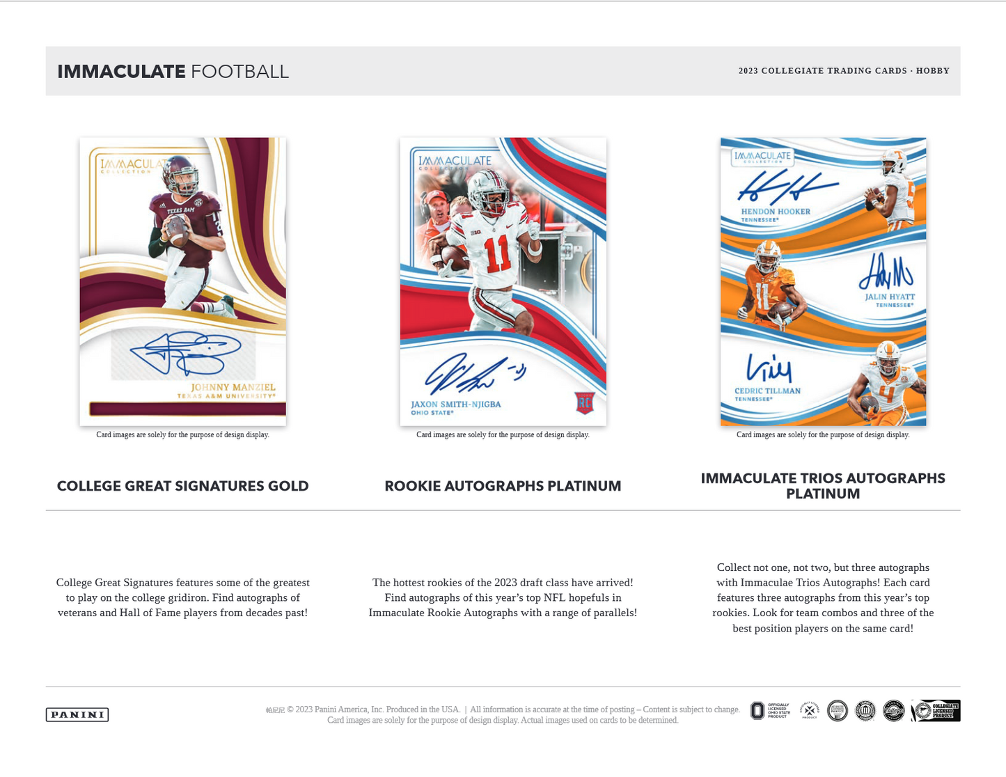 2023 Panini Immaculate Collegiate Football Hobby 5 Box Case