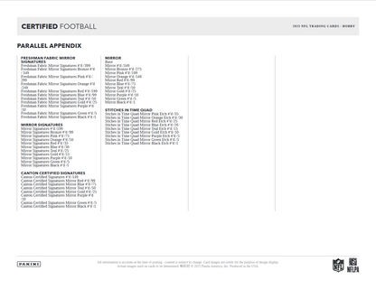 2023 Panini Certified Football Hobby 16 Box Case