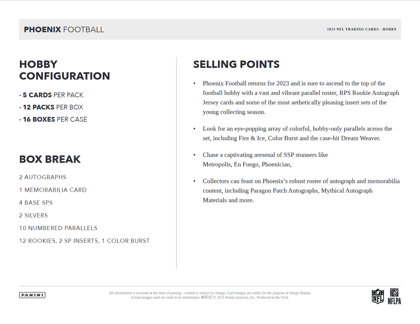 2023 Panini Phoenix Football Hobby Box