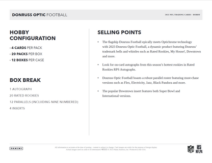 2023 Panini Donruss Optic Football Hobby 12 Box Case