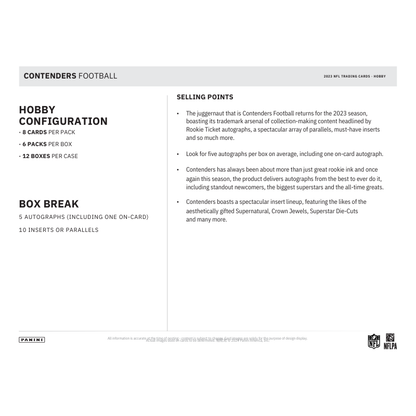 2023 Panini Contenders Football Hobby 12 Box Case