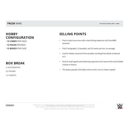 2024 Panini Prizm WWE Hobby 12 Box Case