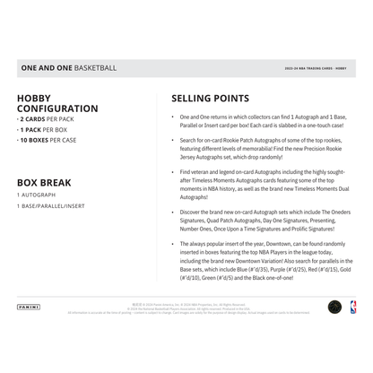 2023/24 Panini One & One Basketball Hobby 10 Box Case