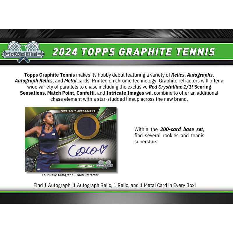 2024 Topps Graphite Tennis Hobby 12 Box Case