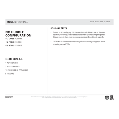 2024 Panini Mosaic Football No Huddle 20 Box Case